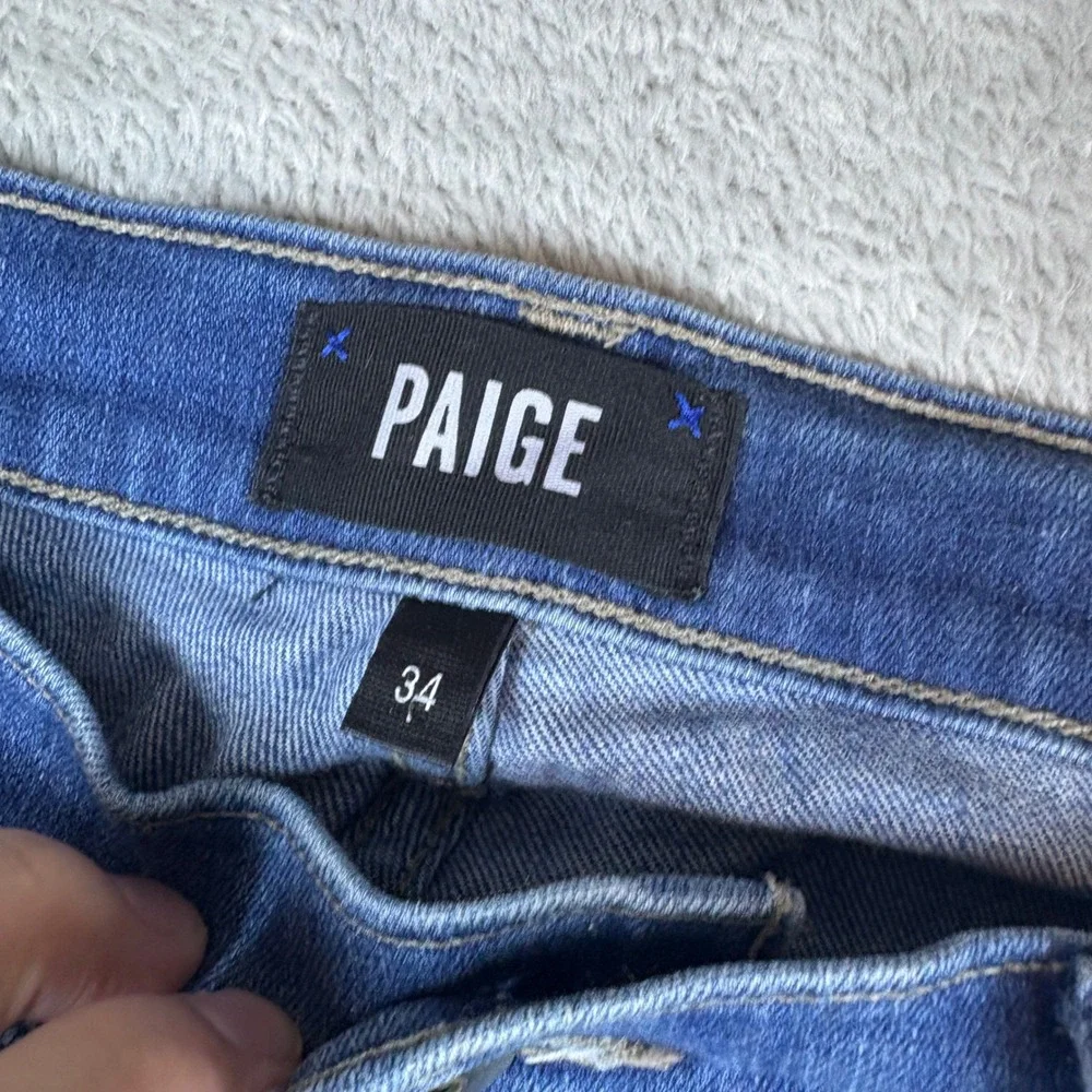 PAIGE Jeans Mens 34 (Fits 36x28) Federal Slim Straight Blue Whisker Fade Stretch